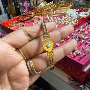 Gold and Blue Evil Eye Bracelet